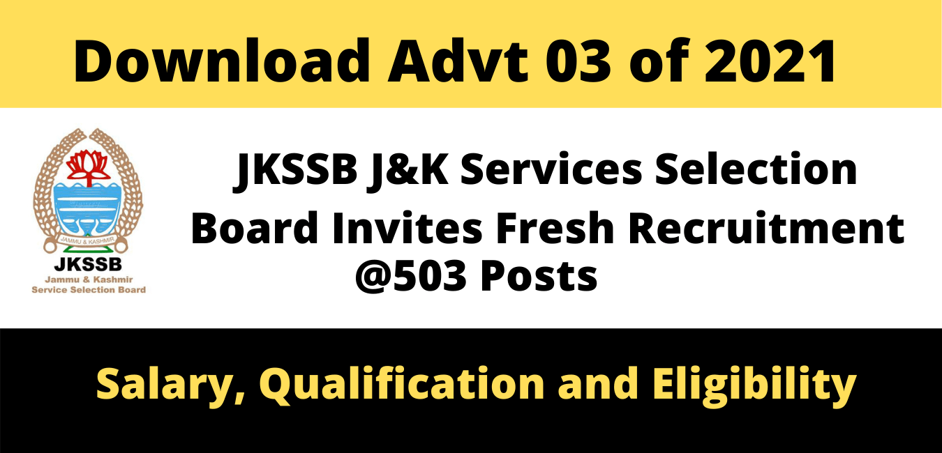 JKSSB J&K Services Selection Board Invites Fresh Recruitment