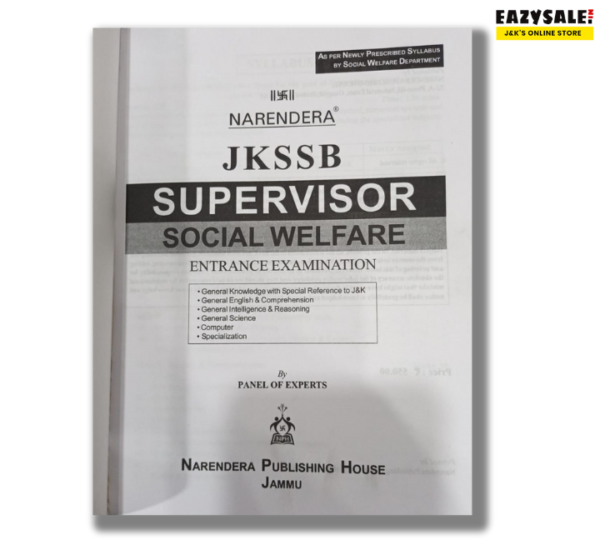 Narendera JKSSB Supervisor Social Welfare Book