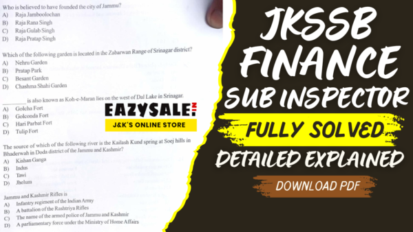 JKSSB Finance Sub Inspector Solved Paper PDF 2024